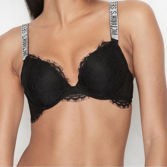 Victoria’s Secret rhinestone strap push up lace bra - Picture 3 of 5
